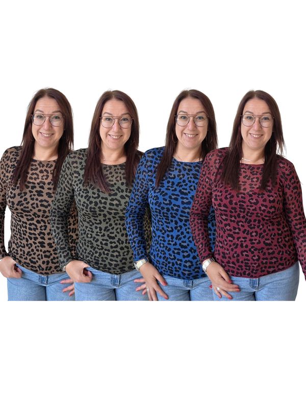 Top Zita - cashmere-mix met panter print