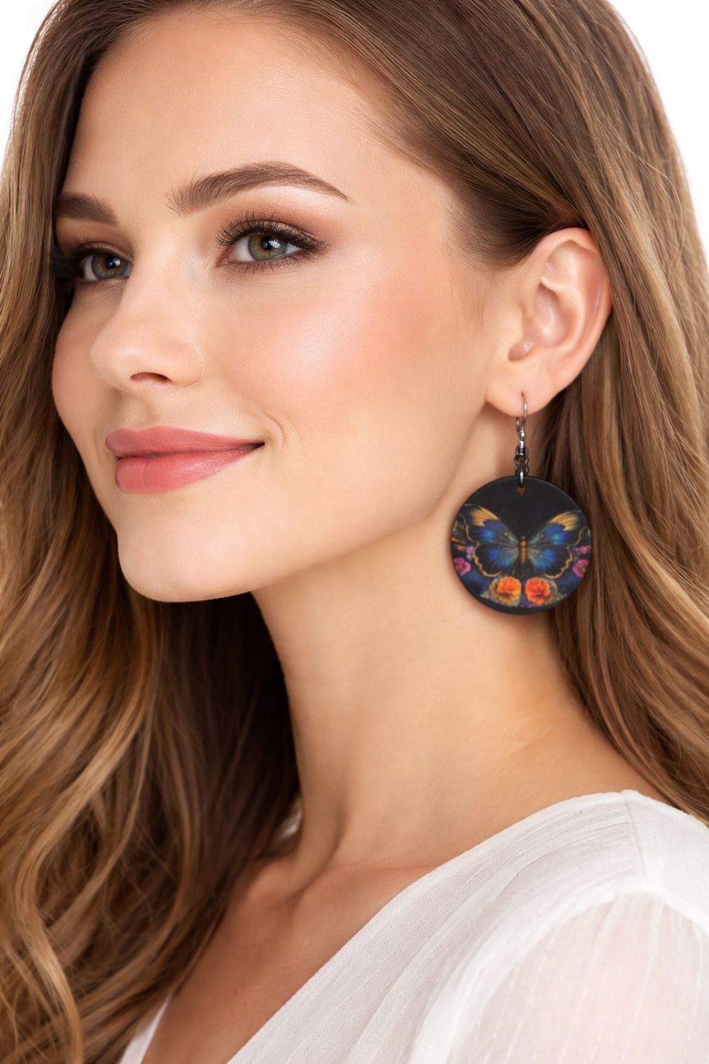 Peacock &amp; Butterfly Double-Sided Earrings