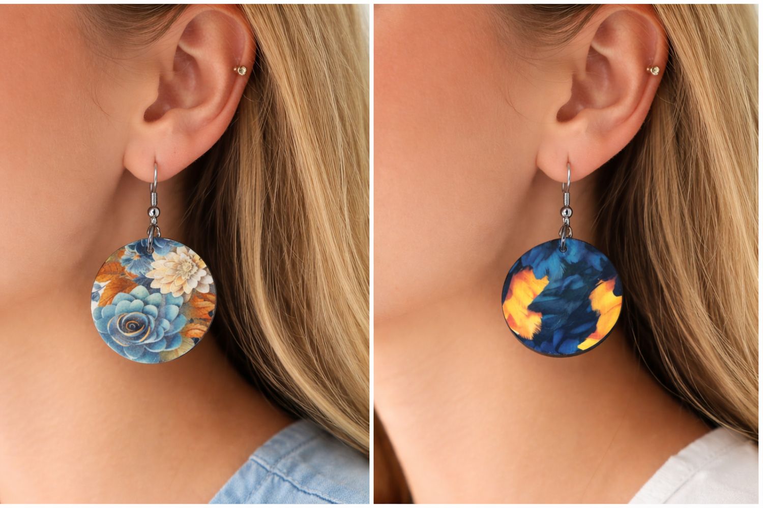 Floral &amp; Abstract Double-Sided Earrings