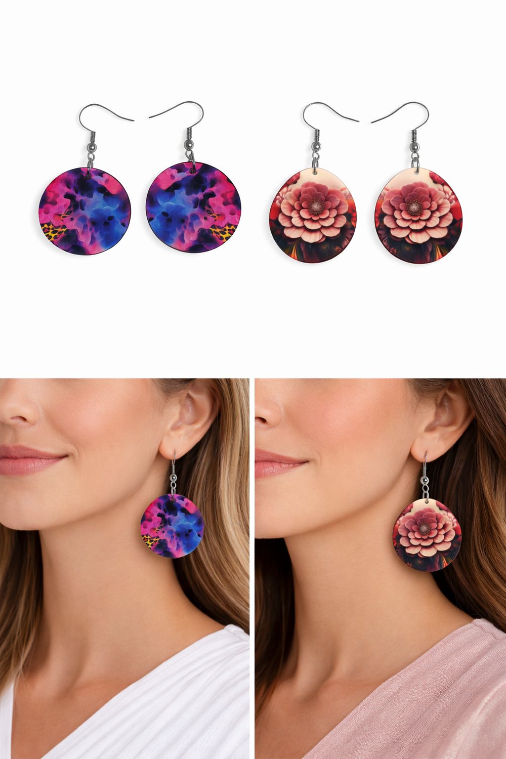 Vibrant Abstract Double-Sided Earrings
