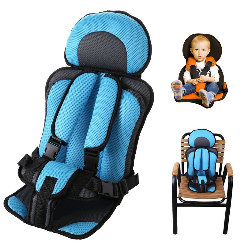 Child Car Seat Cushion Backrest Protection Cover Portable Car Child Safety Seat Sky Blue