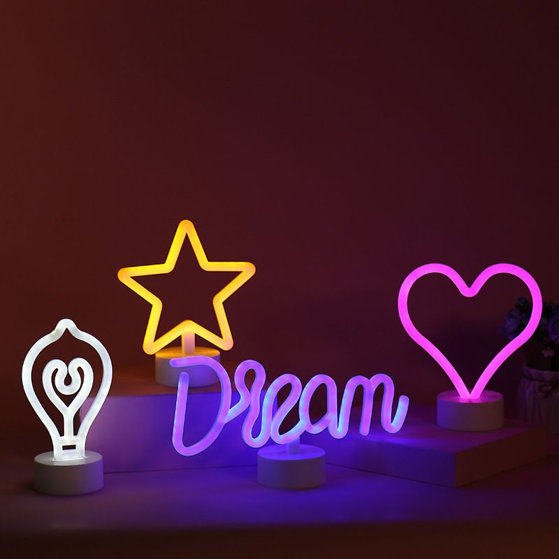 Fake Neon Rainbow Luminous Night Light Love Heart Led Neon Light