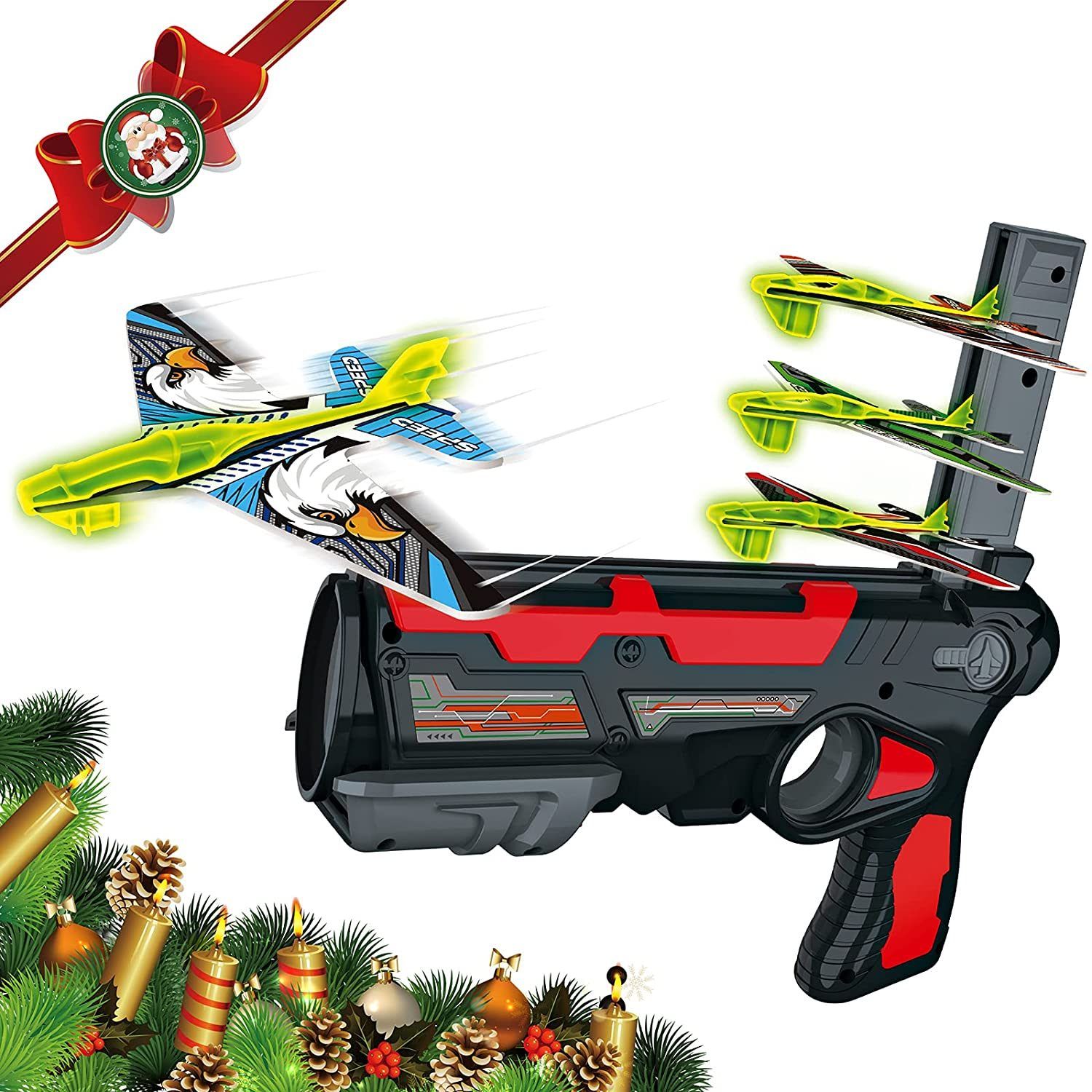 Airplane Shooting Game Set - 4-Piece Glider Airplane Launcher for Outdoor Fun