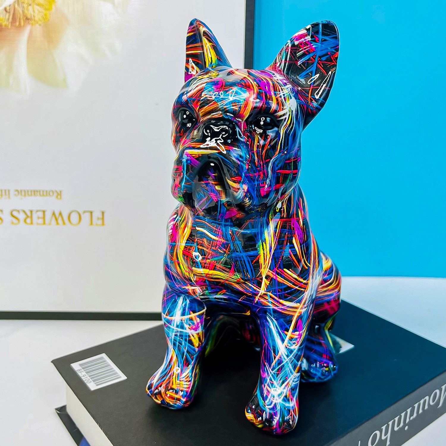 Creative Water Transfer Printing French Bulldog Ornaments - Light Luxury Home Decor for Living Room, Wine Cabinet, and Office