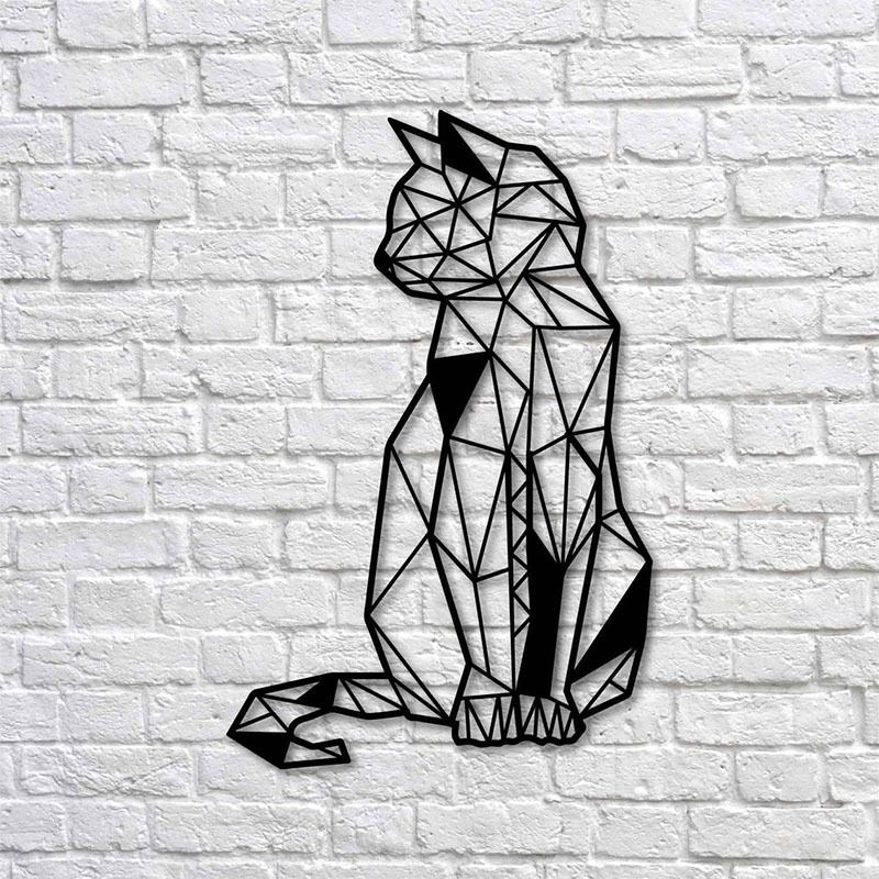 Geometric Cat Metal Wall Decor Wall Sticker Art Silhouette Decorative Painting Home Art Silhouette Iron Silhouette Metal Decor