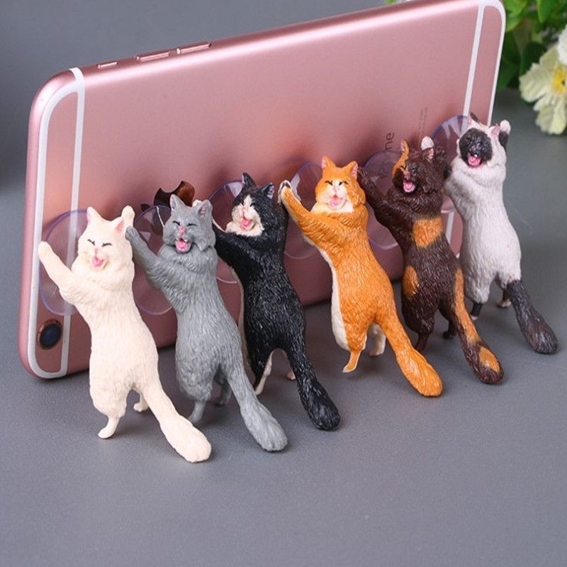 New Creative Novelty Gadgets Children Adult Toys Cats Support Mobile Phone Stand Cute Kitten Gifts