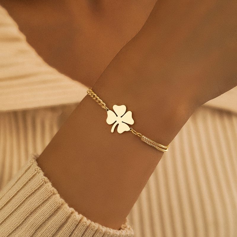 Love Four-leaf Clover Titanium Steel Bracelet Women&amp;#039;s Jewelry