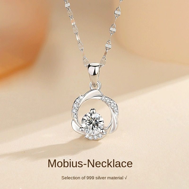 Mobius Ring Necklace S999 Foot Silver Light Luxury Niche Collarbone Chain Sterling Silver Necklace For Girlfriend Valentine&amp;#039;s Day Gift