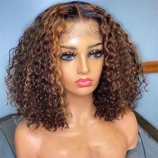 Wig New Women&amp;#039;s Wig African Fashion Explosive Small Curly Short Curly Hair Inter-color Wig Headset