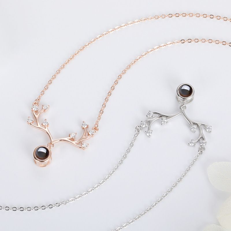 S925 Sterling Silver One Deer Has You Necklace Projection Antler Pendant Women&amp;#039;s TikTok Internet Celebrity Same Style All-match Clavicle Chain Jewelry