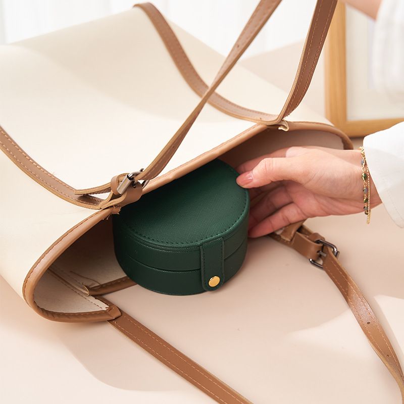 Retro Round Portable Jewelry Box Earrings Earrings Storage Jewelry Box Multi-layer Jewelry Ring Jewelry Storage Box