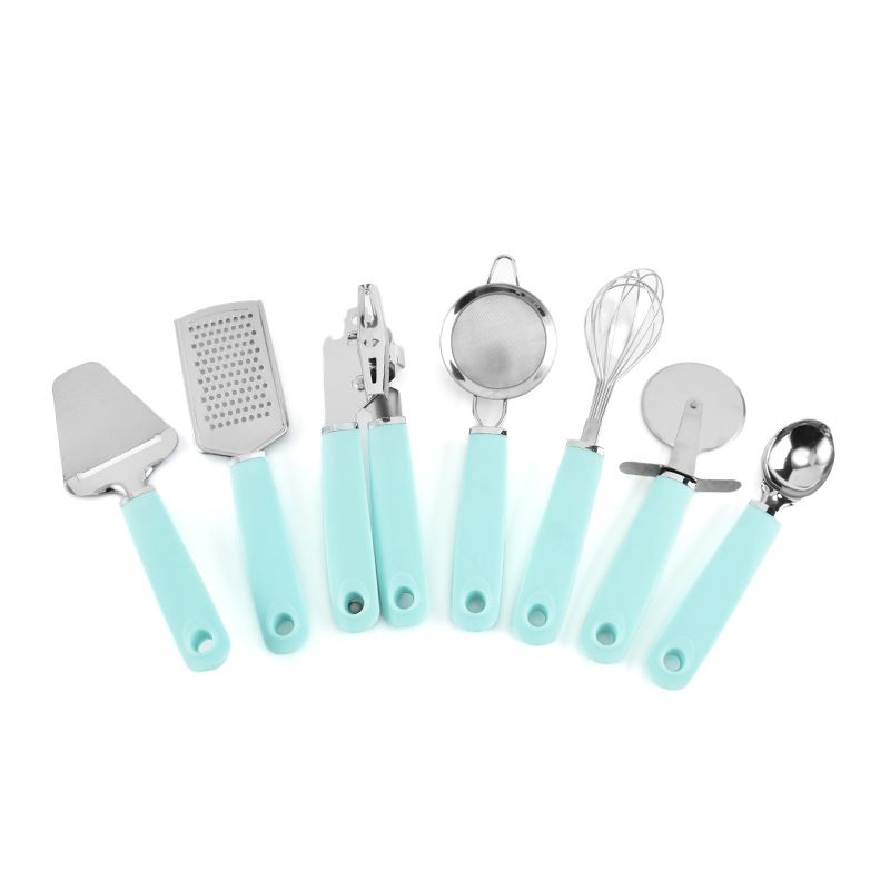 Factory Wholesale Can Opener Egg Beater Kitchen Gadgets 7 Piece Stainless Steel Pizza Cut Cheese Planer Set, Specification: 7-piece set