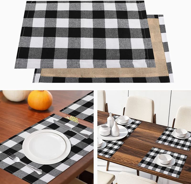 Fall Table Decor for Home,Fall Decorations Farmhouse Kitchen Decor,Autumn Decor Buffalo Plaid Kitchen Table Linens Harvest Decor Woven Placemats