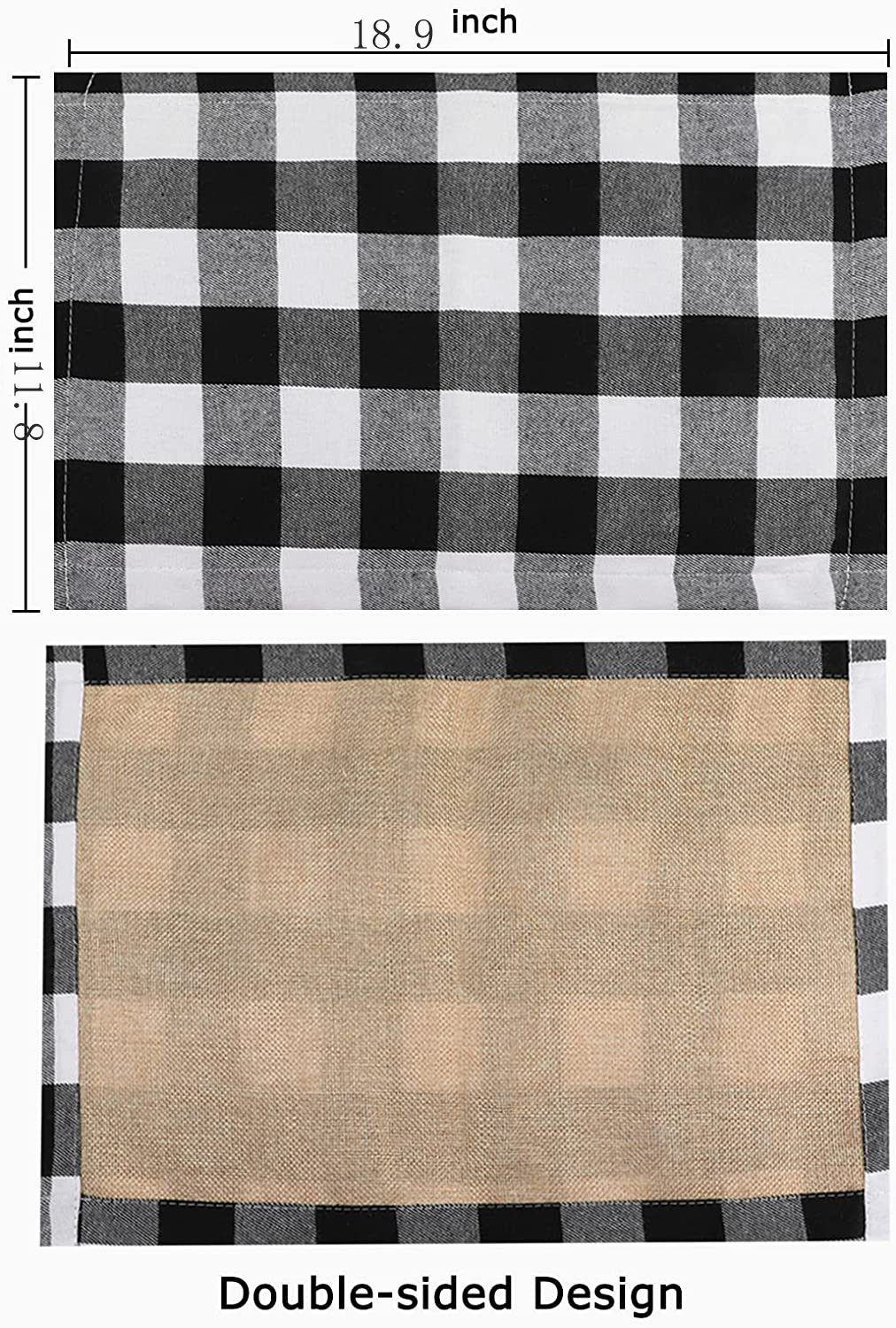 Fall Table Decor for Home,Fall Decorations Farmhouse Kitchen Decor,Autumn Decor Buffalo Plaid Kitchen Table Linens Harvest Decor Woven Placemats, Specifications: Linen + black and white checkered cloth double-layer placemat