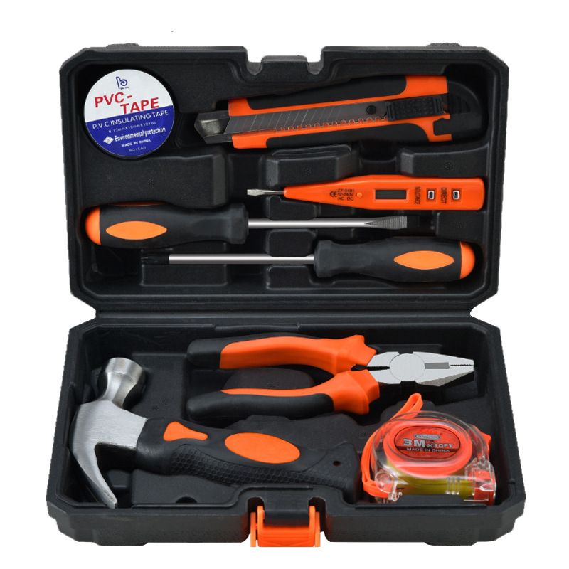 Multifunctional Hardware Manual Repair Tool Set Stainless Steel Household Repair Combination Toolbox, Model: 9-piece tool set