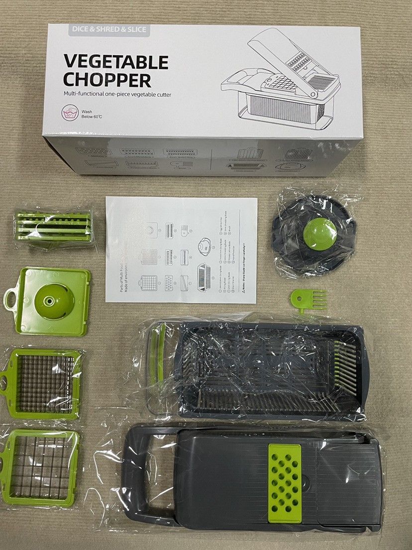 Kitchen Artifact Chopping Artifact Multifunctional Dinger Cutter Grater Grater Slicer Kitchen Supplies, Color: 15-piece gray boxset
