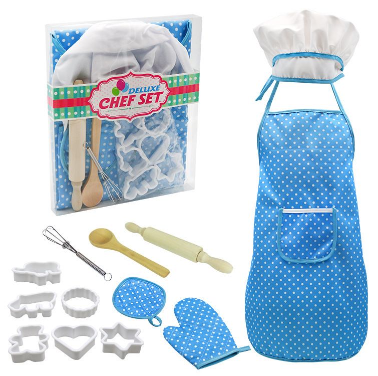 Kids Kitchen Kit Baking Tools, Color: Blue pvc box