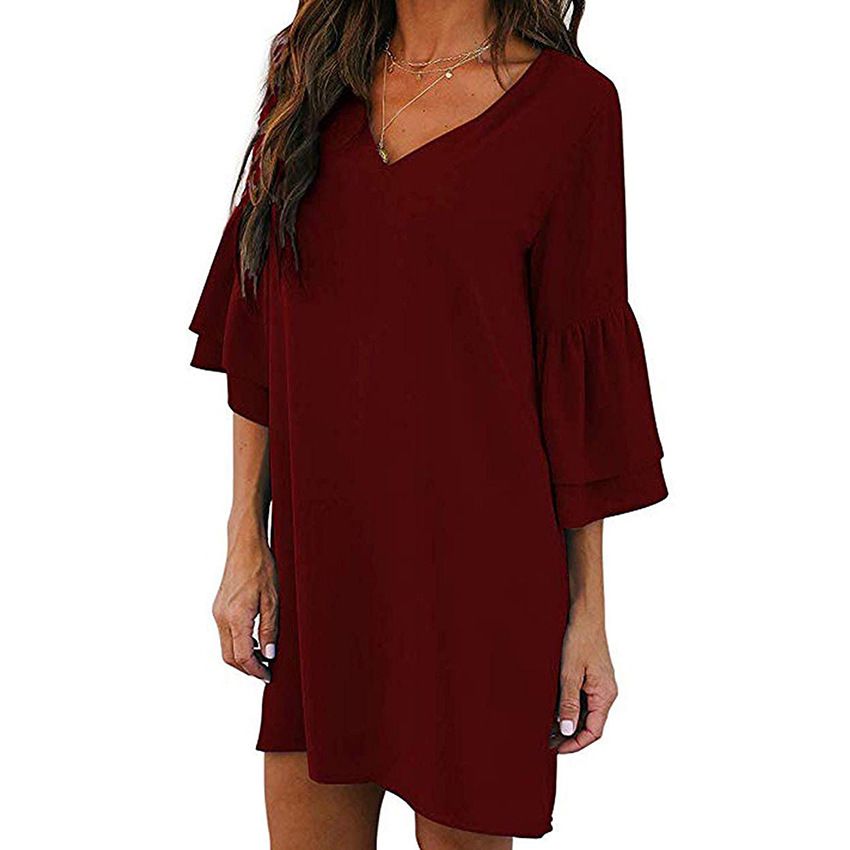 Dresses In Spring And Autumn Hot Selling Sexy V-neck Suspender Dresses, Size: S, Color: Wine red