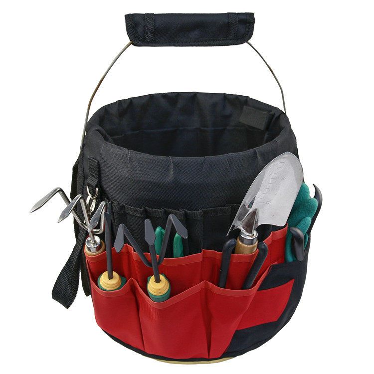 Garden Tool Bag 42 Pocket Garden Tool Bag Bucket Tool Organizer, Series: Red, Specifications: 11.5*18inches