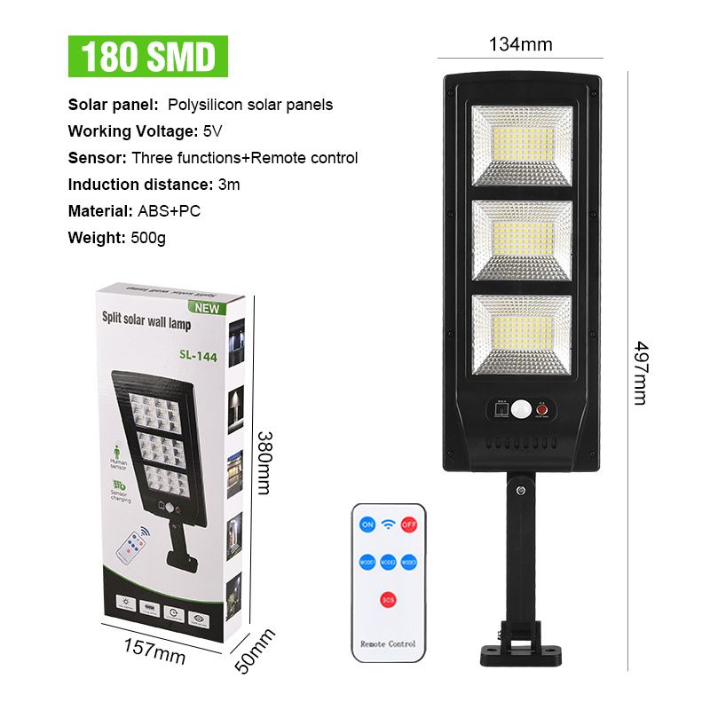 LED Outdoor Solar Street Light Human Body Induction Garden Light Home Garden Wall Lighting Remote Control Street Light, Specification Classification: Sl-180 lamp smdmodel