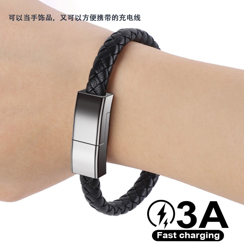 Portable Bracelet Data Cable Bracelet PD Super Fast Charging Cable For Apple IPhone Huawei Xiaomi, Model: Type-C 22cm, Color: Black
