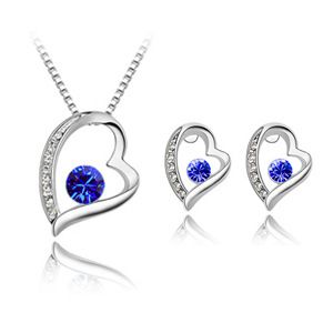 Crystal Jewelry Wholesale Fashion Jewelry Popular Jewelry Crystal Necklace Set Forever 028, Color: 028-10-61(sapphire blue)