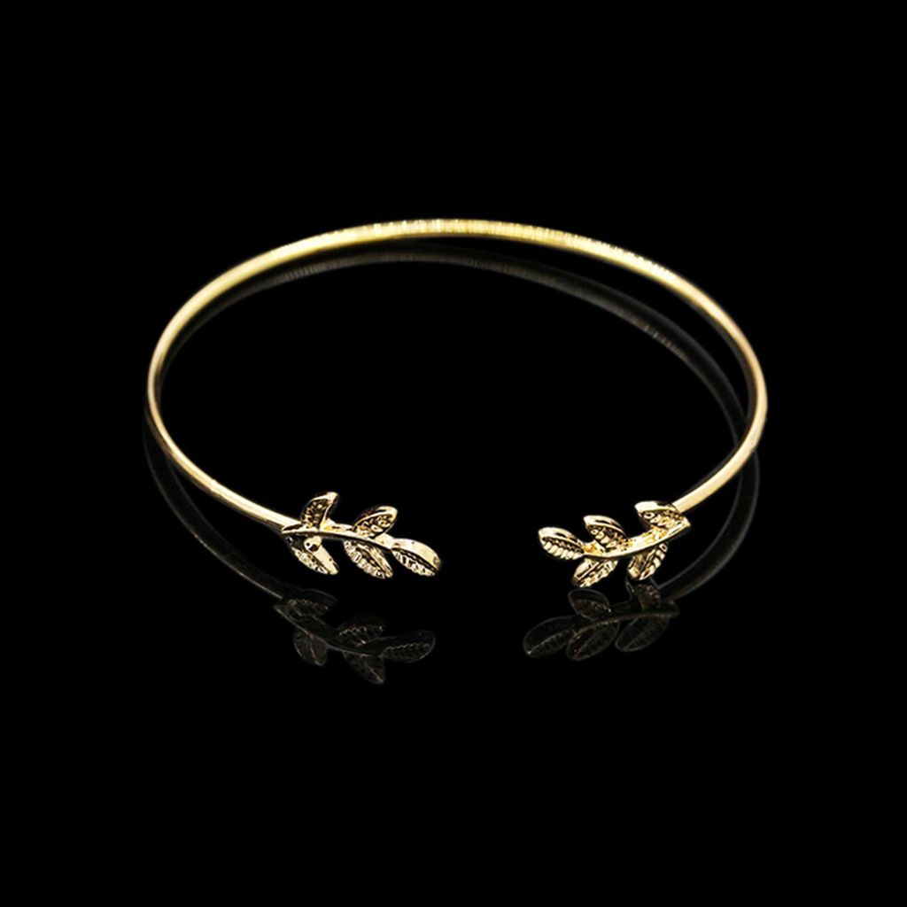 European And American Foreign Trade Hot Selling Leaf Bracelets Open Leaf Bracelets Yiwu Small Commodity Wholesale Market Stall Supply, Color: Gold 0285