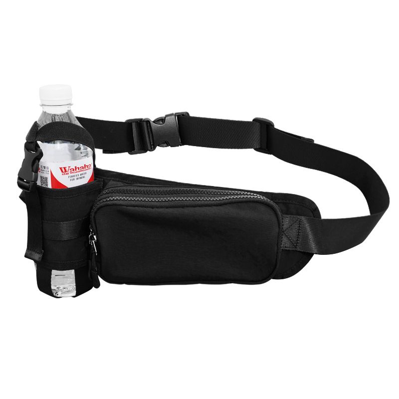 2024 New Portable Simple Sports Waist Bag Large Capacity Fitness Waist Bag Water Kettle Waist Bag Waterproof Crossbody Chest Bag, Color: black