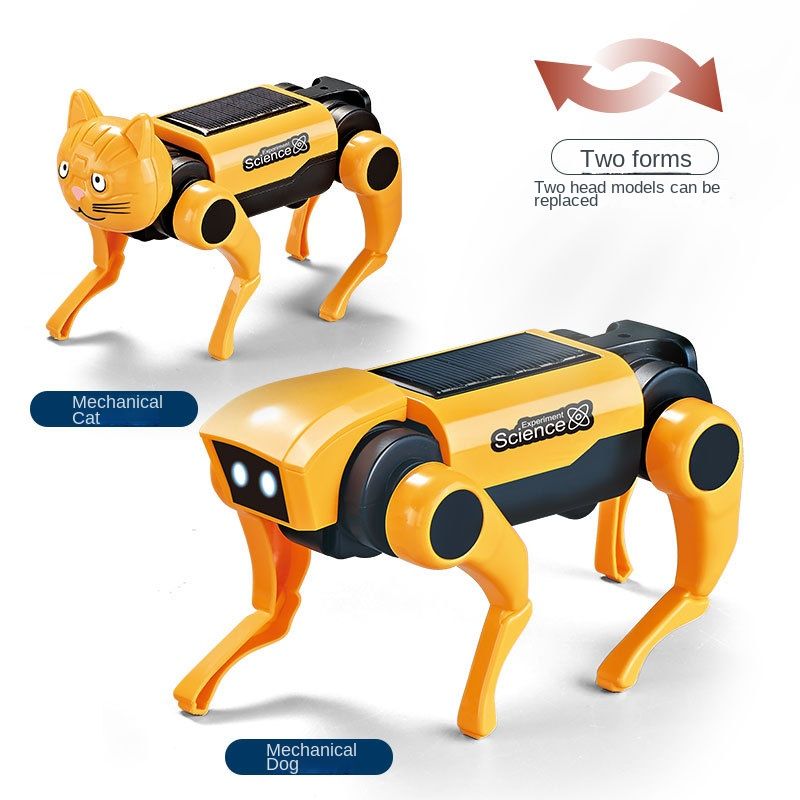 Science And Education Solar Robot Dog Handmade Diy Assembled Scientific Experiment Toy Parent-child Interactive Robot Wholesale, Color: Solar version (cat + dog)