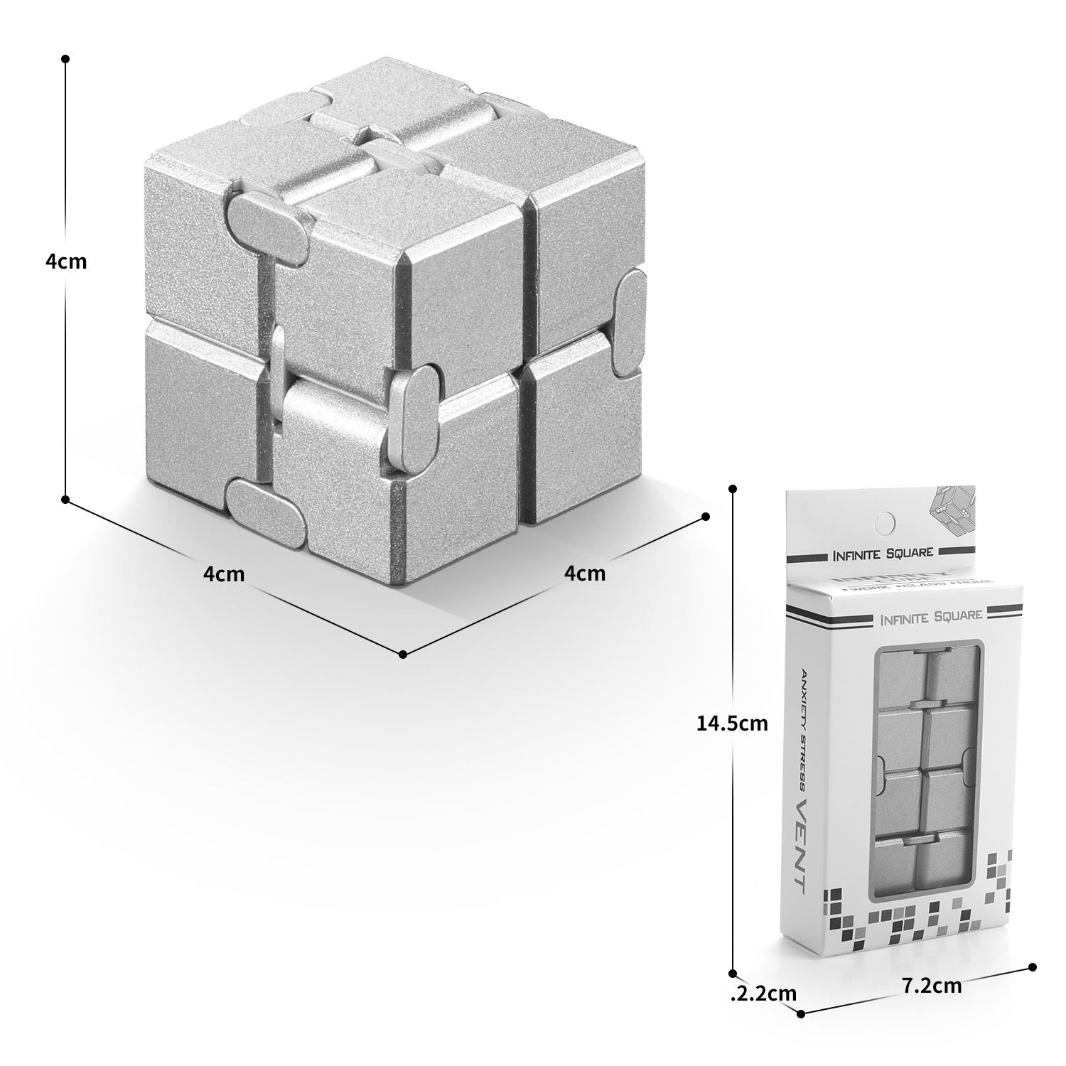Infinite Cube 1000 Ways To Relieve Stress Adult Metal Alloy Block Finger Toy Cross-border, Color: 110g infinite rubik&#39;s cube silver [smooth] color box packaging