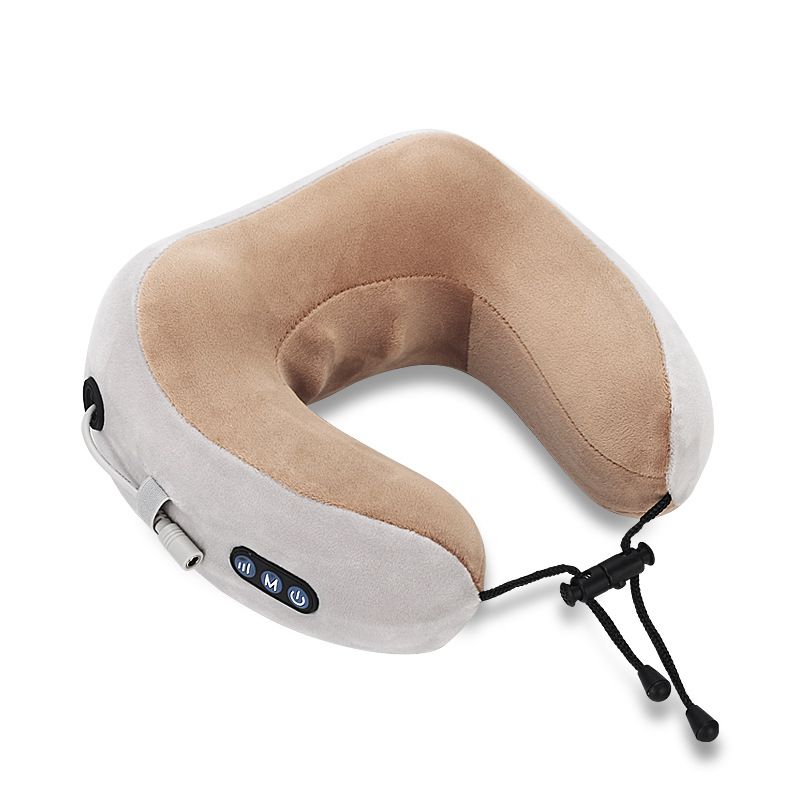 Massage U-Shaped Pillow Multi-Function Shoulder and Cervical Vertebra Electric Outdoor Portable Car Health Care, Color: Grey
