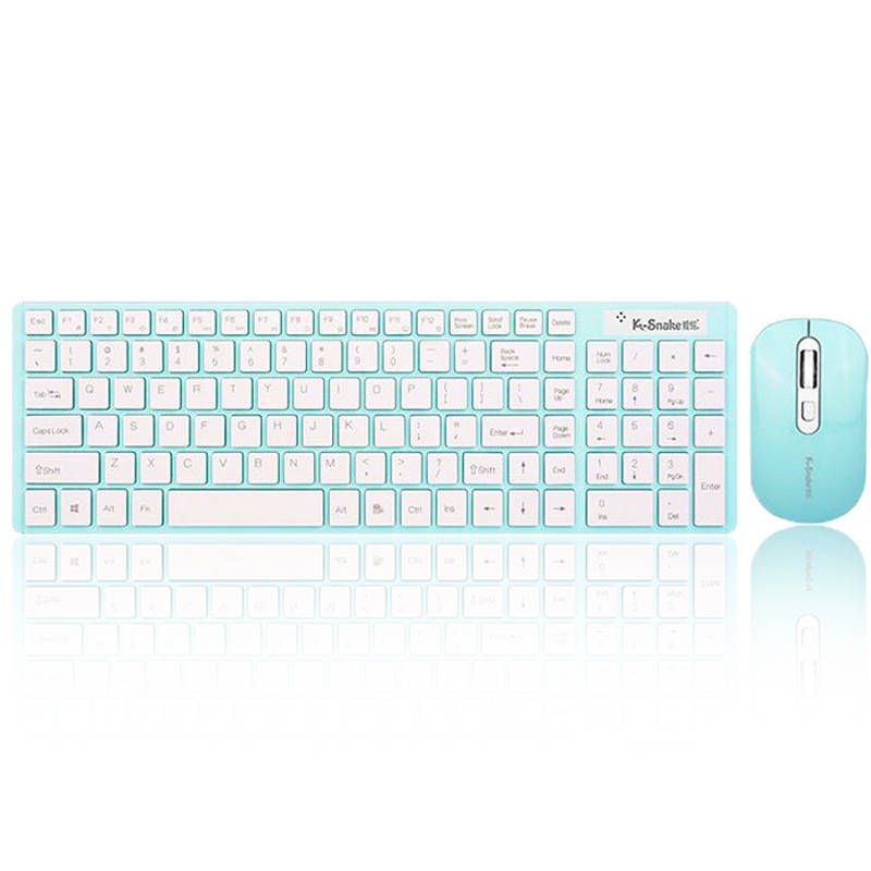 Fashion wireless keyboard mouse set 2.4G thin desktop laptop accessories, Color: Blue