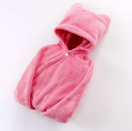 Cotton baby care hooded bath towel, Color: Pink, Specifications (length * width cm): 65*110