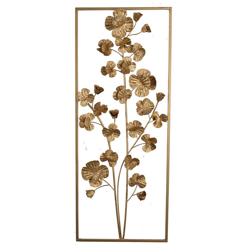 &quot;30&quot; x 12&quot; Gold Metal Tree Wall Decor - Vertical Rectangular Floral Accent&quot;, Options: Gold+Iron