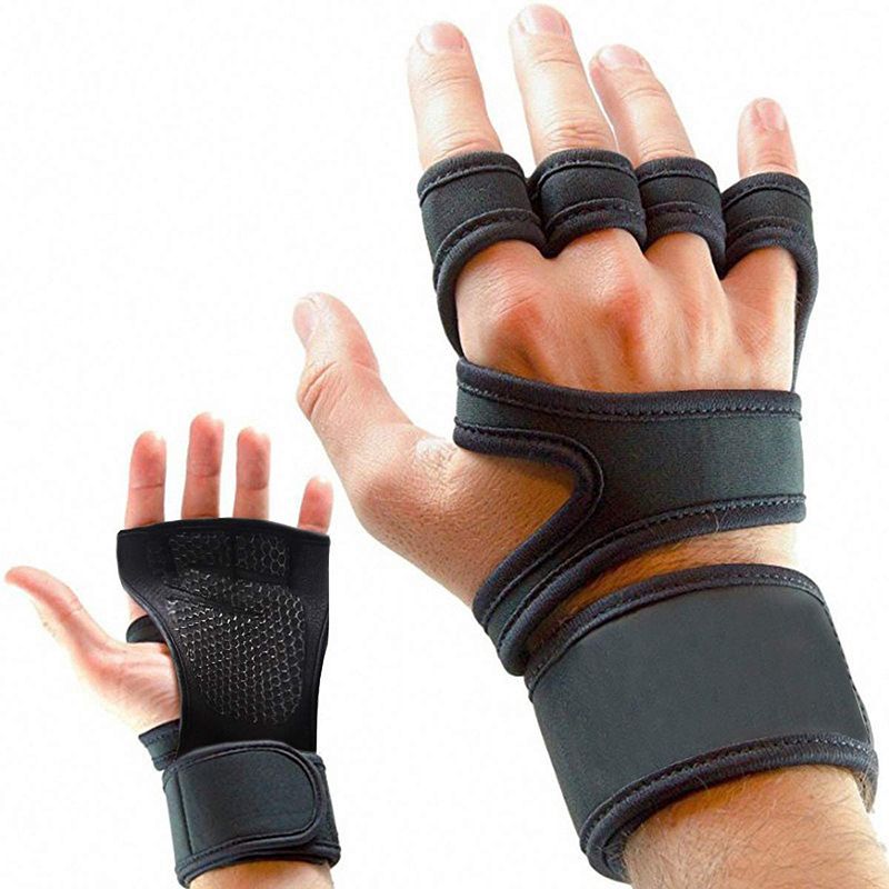 New Sports Half-finger Gloves, Non-slip Silicone Palm Guards, Fitness Equipment Gloves, Men&amp;#039;s Sports Pressurized Wrist Guards, Specifications: Black l