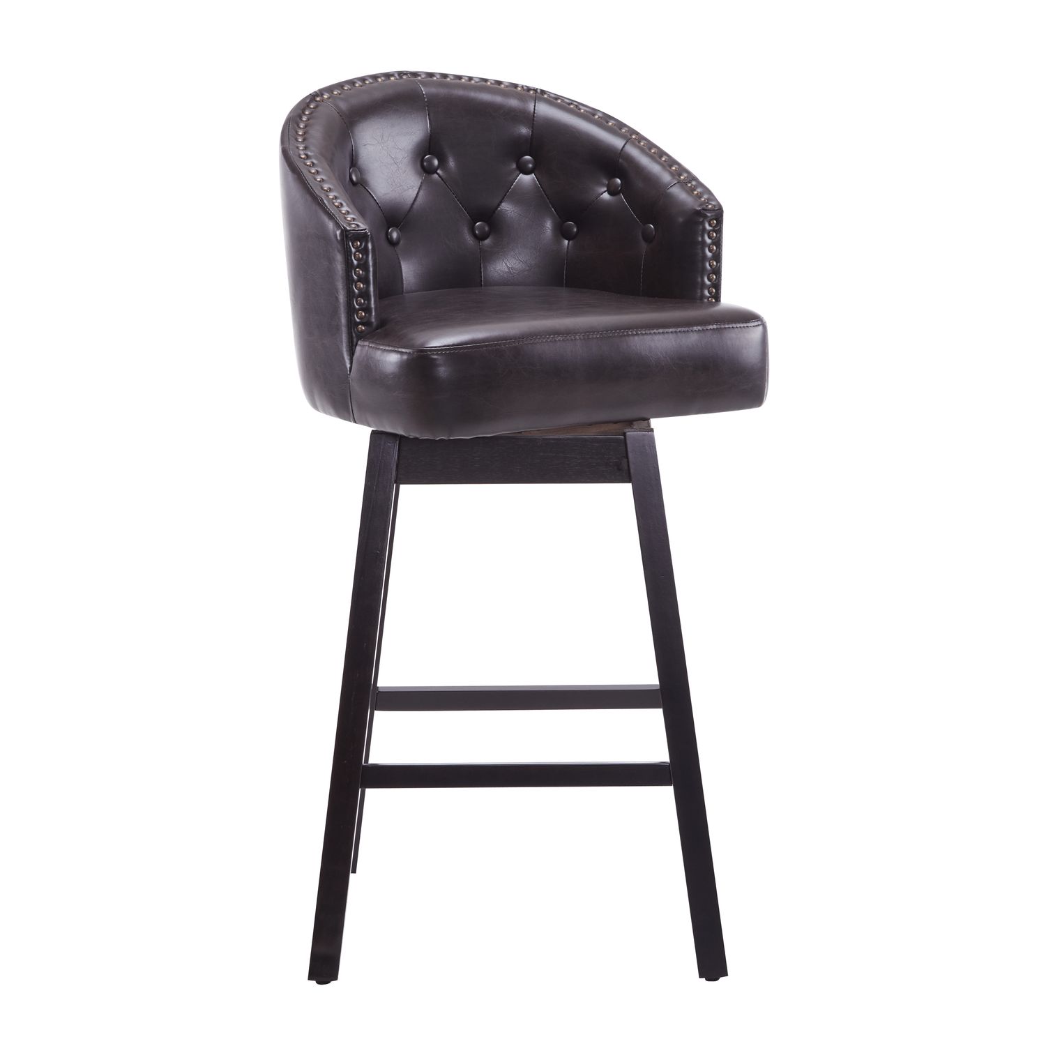 33.25&amp;quot; Swivel Counter Stools Set of 2, Upholstered Counter Height Bar Stools with Solid Rubber Wood Frame, Backrest, Footrest, Armless Barstools for Home Bar, Kitchen Counter, Natural + Beige, Options: Rubberwood+Dark Brown+Dining Room+Foam+Dry Clean+Bar Stools+Rubberwood+Tufted Back+Set of 2+Foam+Faux Leather