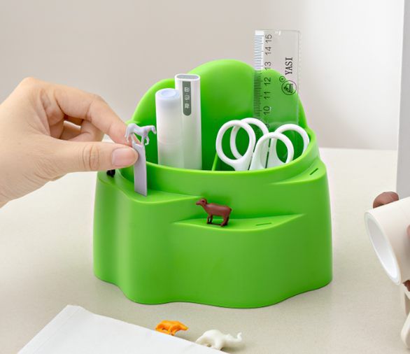 Mountain Shape Desktop Stationery Storage Box Pen Holder - Creative Pen Container, Desk Organizer, Office Supplies Organizer, Pencil Holder, Color: Green