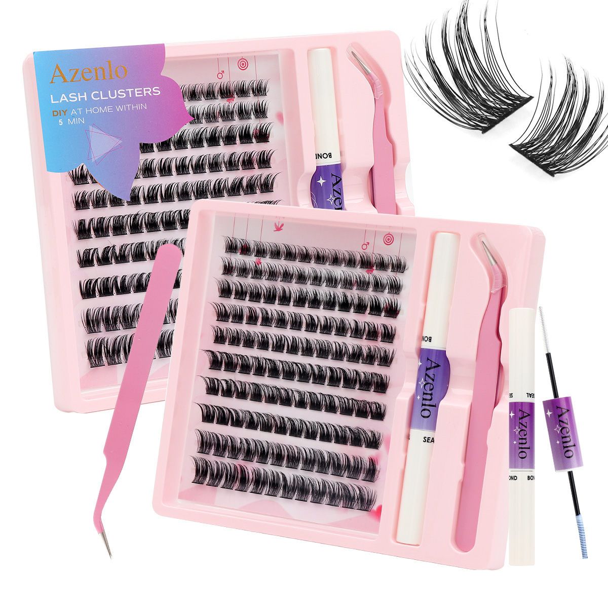 Lash Extension Kit | Lash Clusters Individual Lashes with Bond and Seal Tweezers Lash Remover Eyelash Extensions False Eyelashes with Glue for Beginner DIY at Home 10-16mm C/Curl, Model: Seller Shipping Price