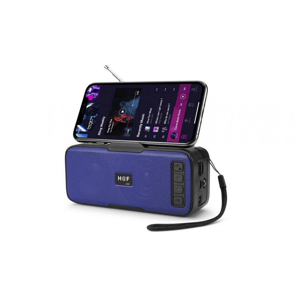 Solar Charge Energy Outdoor Flash Light Portable Bluetooth Speaker HFU43 for Phone, Device, Music, USB, Color: Blue