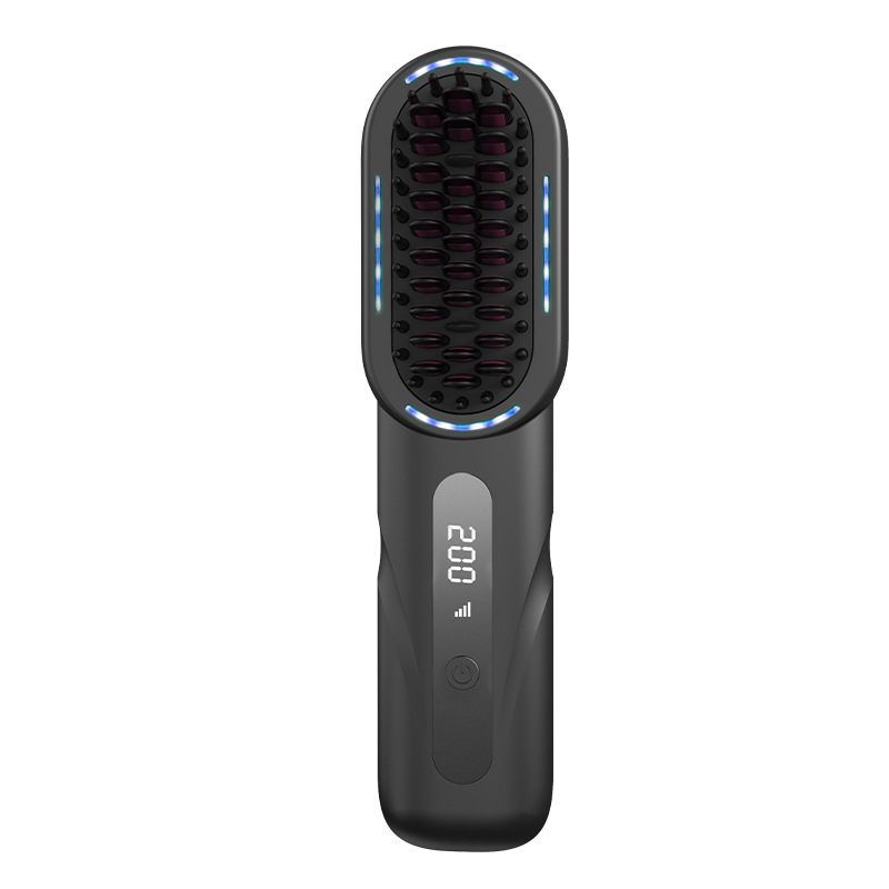 Portable Wireless Hair Straightening Comb Home Styling Comb Multi-gear Adjustable Retractable Hair Straightener Curling Iron Curling Iron, Color: Pink gold