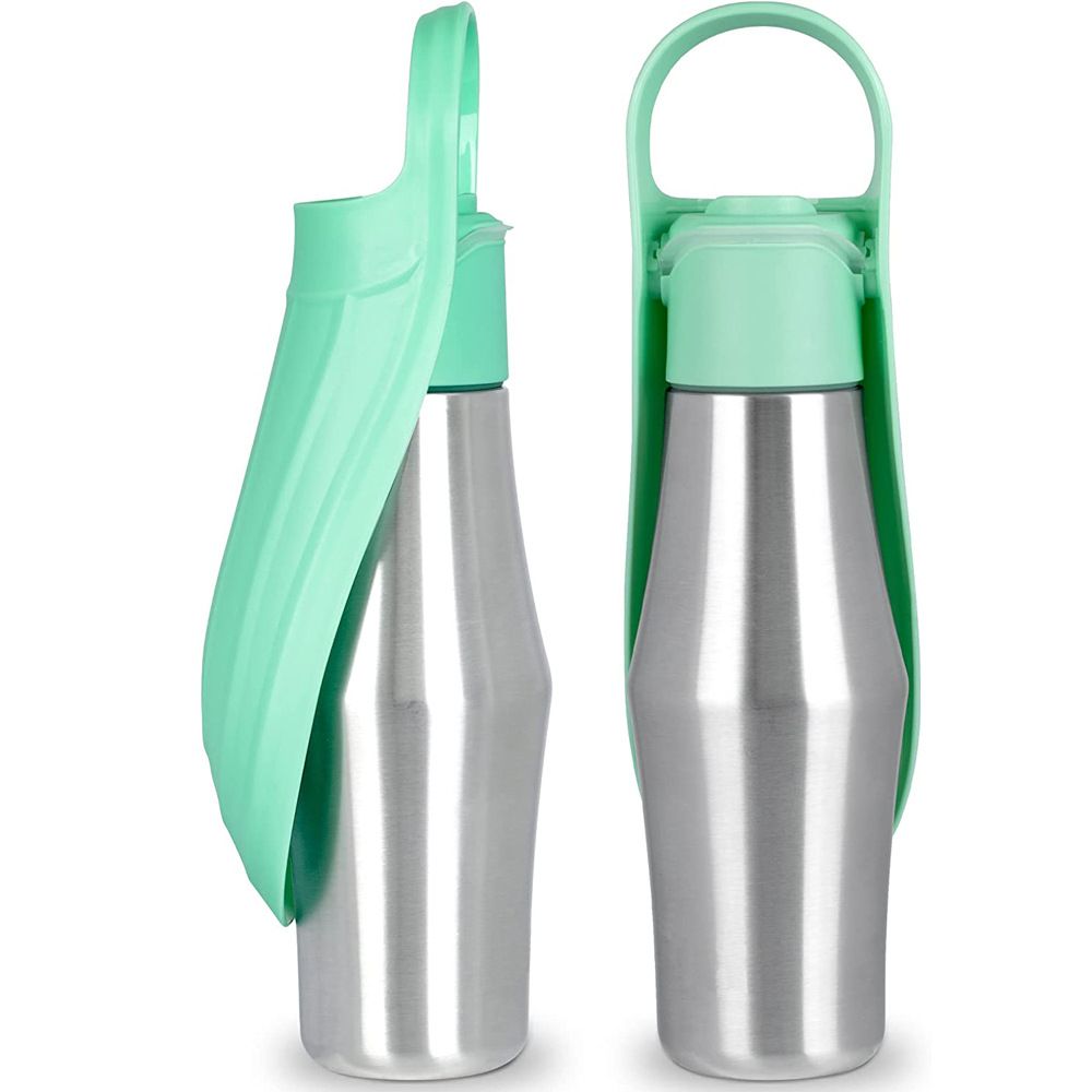 Pet Walking Cup Stainless Steel Dog Going Out Cup Outdoor Water Bottle Water Bottle Portable Water Drinker, Specifications: Light green