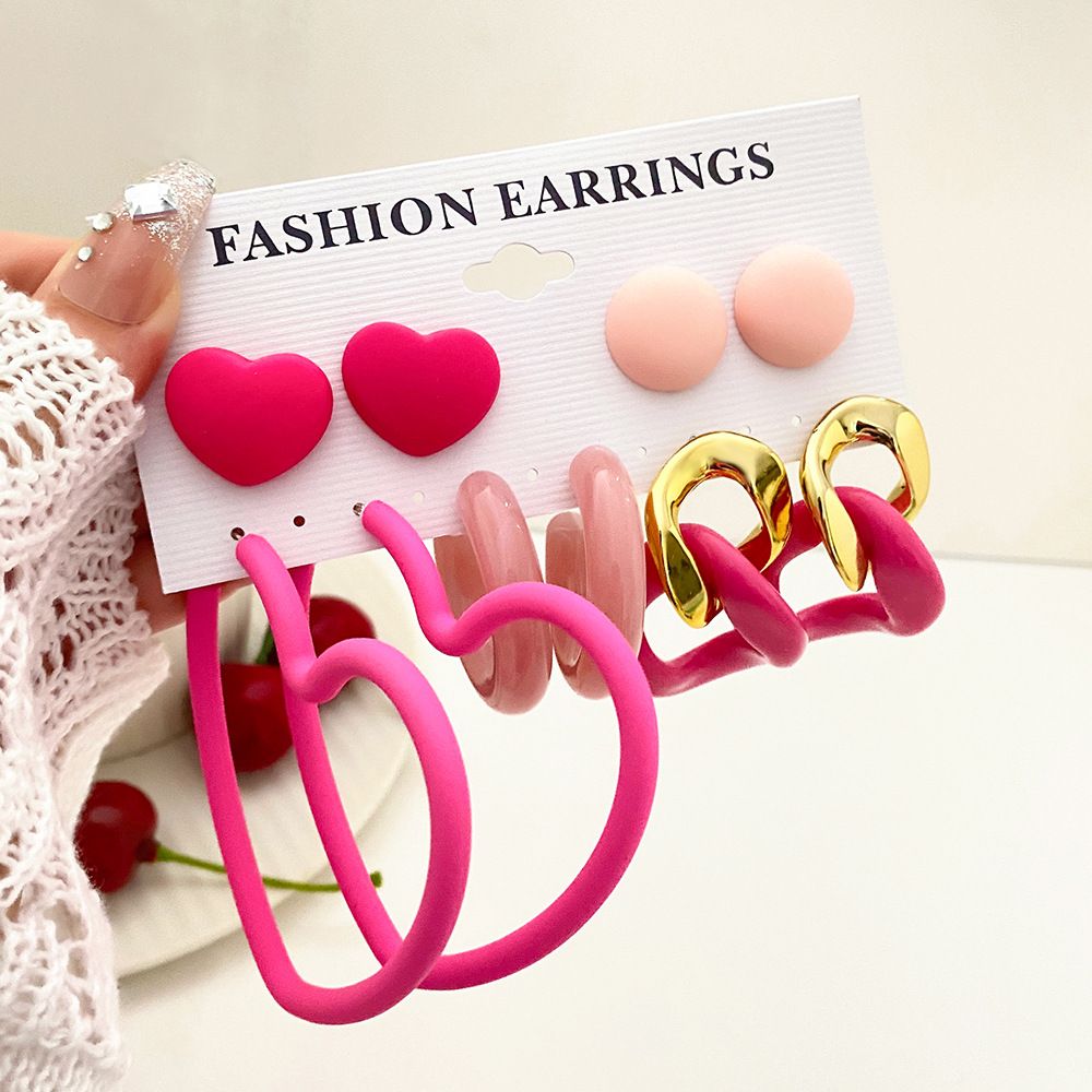 Valentine&amp;#039;s Day Limited Oversized Love Earrings Set Lolita Wind Contrast Color Exaggerated Resin Jewelry, Color: Ms1417-1 environmentally friendly and color-preserving
