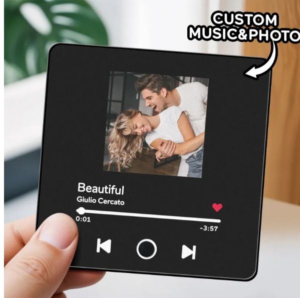 Independent Station Personalized Album Refrigerator Sticker To Picture Photo Music Playable Decorative Photo Frame Couple Gift, Size: 11*11
