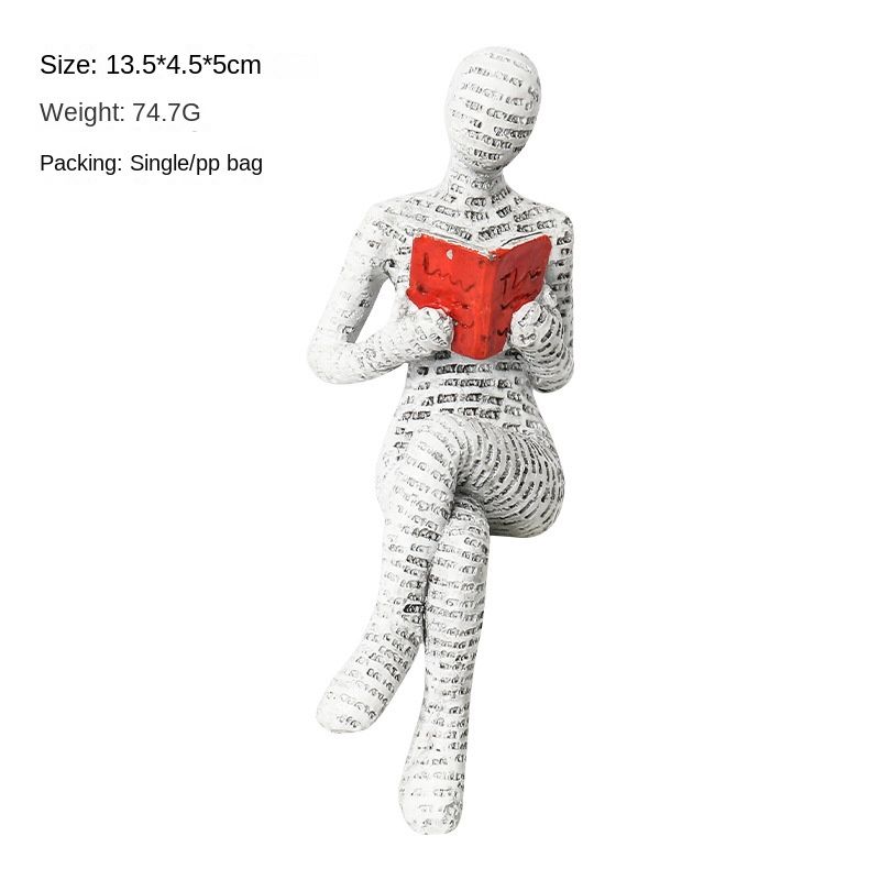 Cross-border ReadingWomen Creative Reading Woman Resin Crafts Home Desktop Bookcase Resin Ornaments, Color: Reading with one leg