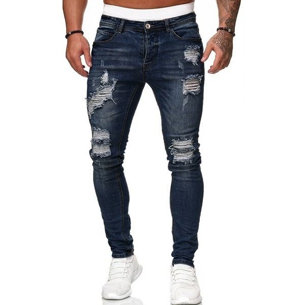 Rippin&#39; and Struttin&#39; White Denim Pencil Pants for Men, Size: S, Color: Dark blue