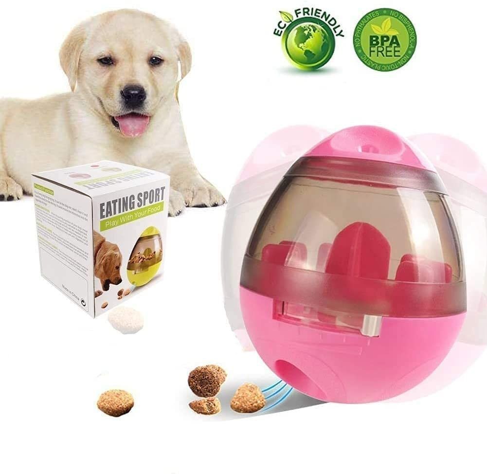 Pet Leaking Tumbler Cat Dogs Pets Chewing Toys Tumbler Dogs Leaking Food Ball Slow Food Toys, Color: Rose red