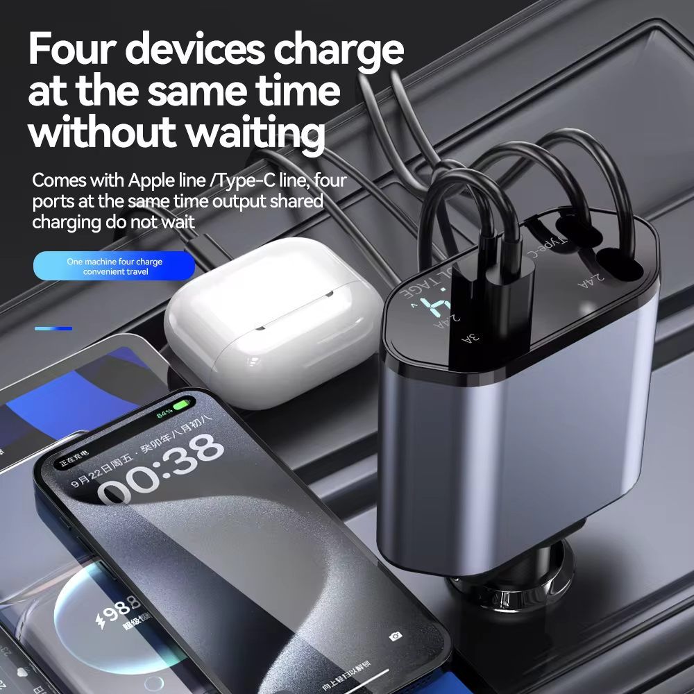 120W Super Fast Charging Car Charger, Color: dark gray, Model: Cross-border best-selling car charger