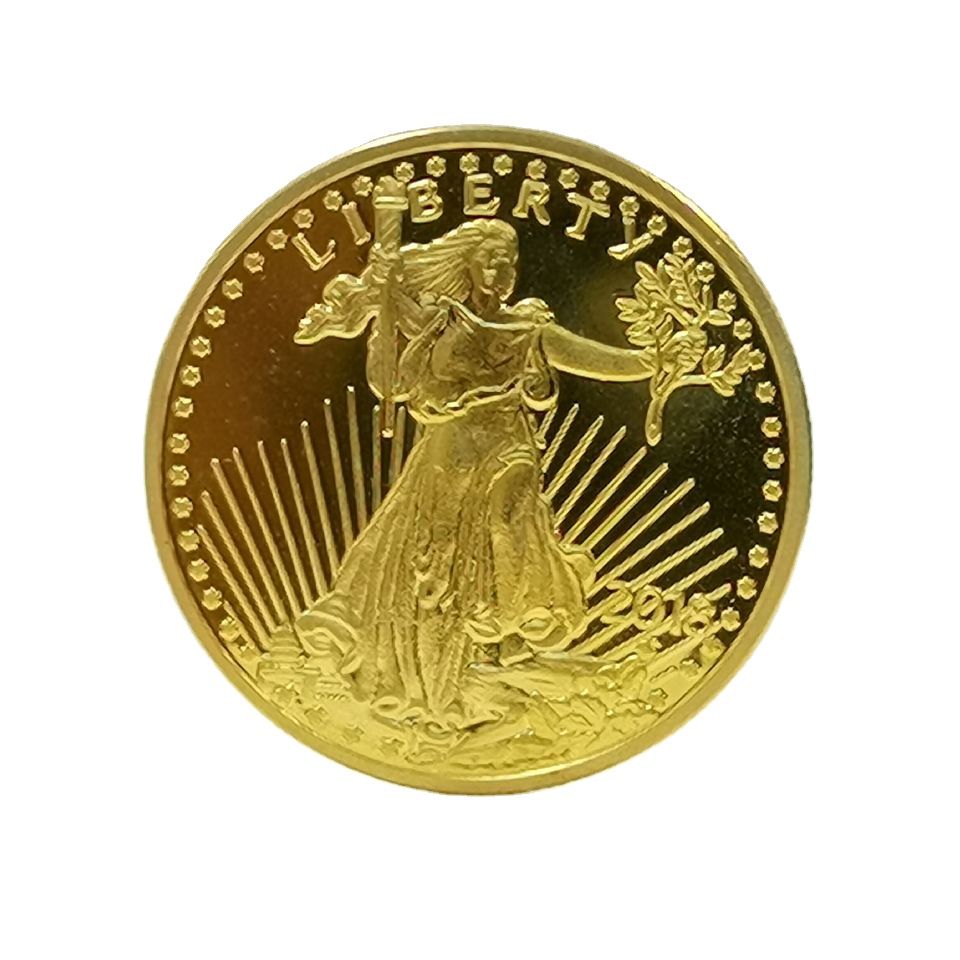Custom Metal Stamping Coins 1 oz .100 Mills Gold Plated $50 Dollar Replica America Eagle Liberty Gold Coin With Reeded Edge B53
