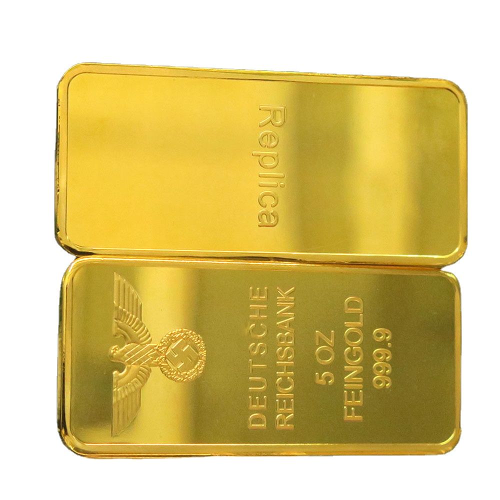 Gold Plated Wholesales 5 oz .100 Mils Gold Plated Gold Eagle Bullion Bar A151