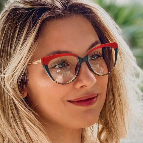 Metal Spring Hinge Women Eye Frame Comfortable TR90 Glasses With Blue Light Filter Designer